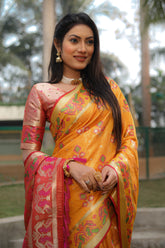 Outstanding Organza Orange Color Patola Silk Sarees
